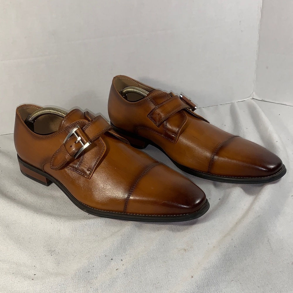 La Milano Men's ‘Willem’ Cognac Leather Single Monk Strap Dress Shoes